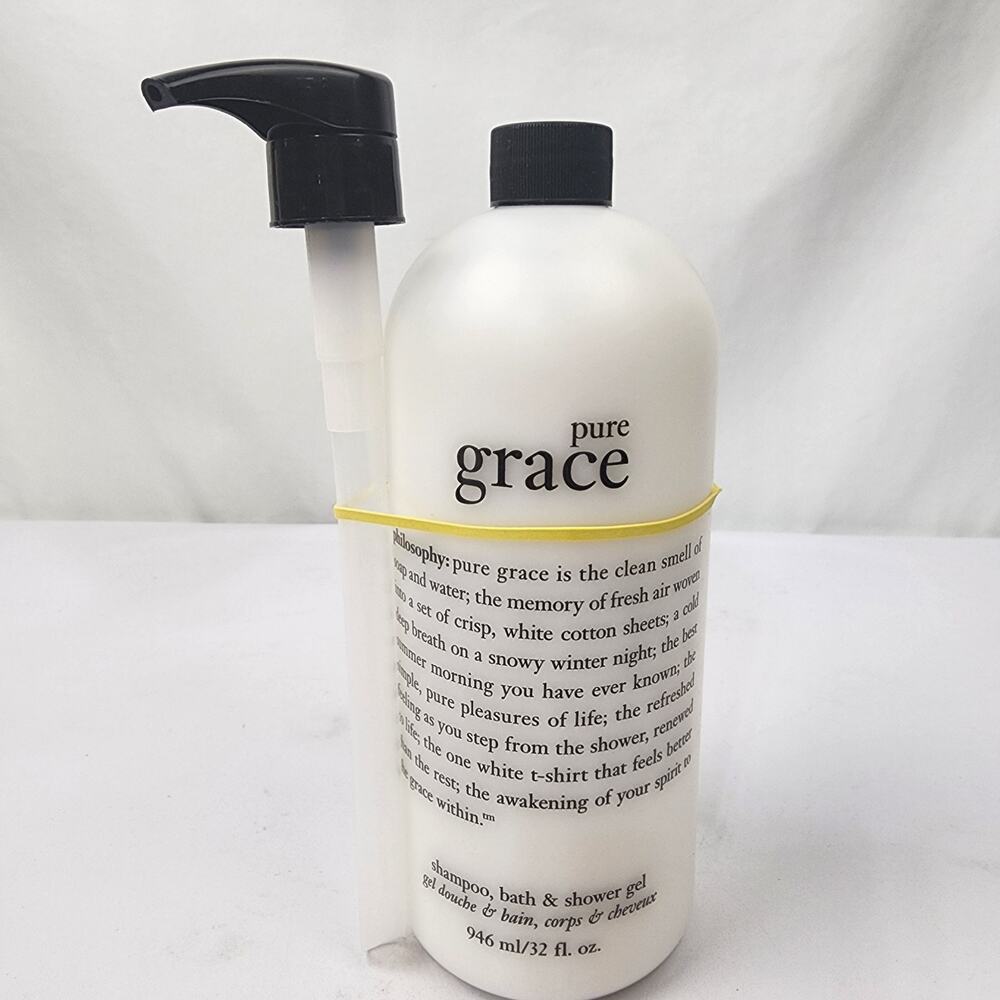 Philosophy Pure Grace Shampoo Shower Gel Bubble Bath Large 32 oz Sealed + Pump - Picture 5 of 5